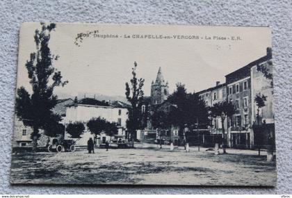 Cpa 1924, la Chapelle en Vercors, la place, Drôme 26