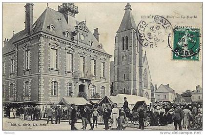 - ref - G786 - eure - etrepagny - le marche - petit plan cafe longpier-  carte bon etat -