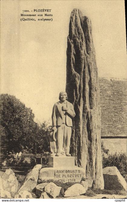 CPA Plozevet Monument Aux Morts Quillivic Militaria