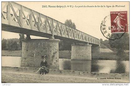 depts div -ille et vilaine -ref AA350- messac guipry -le pont du chemin de fer de la ligne de ploermel -carte bon etat -
