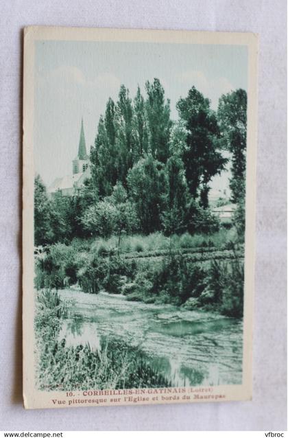Corbeilles en Gatinais, vue pittoresque sur l'église et bords du Maurepas, Loiret 45