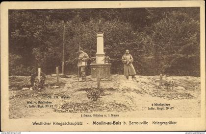 CPA Moulin au Bois Meurthe et Moselle, Kriegergräber, Infanterie Regiment No. 67, Weber, Schlieben