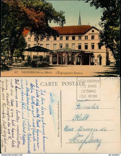 CPA Niederbronn Niederbronn-les-Bains Etablissement Thermal 1928