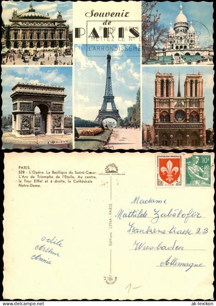 Paris MB Paris: Eiffelturm, Notre-Dame, Sacré-Cœur, Arc de Triomphe, Opéra 1955
