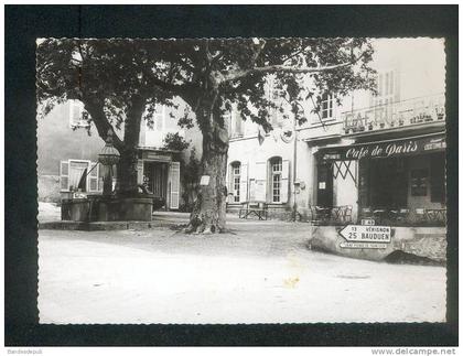 CPSM - Ampus (Var 83) - Place de la Mairie ( Café de Paris Ed. Ets Bellaflor Les Peupliers )