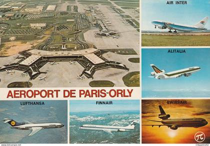 PARIS-ORLY (75) AEROPORT DE PARIS-ORLY - L'Aérogare Ouest Air Inter , Alitalia , Lufthansa , Finnair ,Swissair  CPSM GF