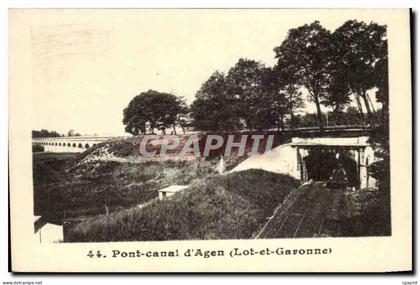 CPSM Agen Le pont canal d'Agen Train