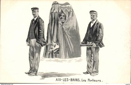 Aix les Bains - Les Porteurs - illustration - CPA