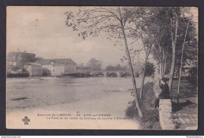 Vintage postcard France Aixe-sur-Vienne River Bridge Castle Ruins Limoges 1905