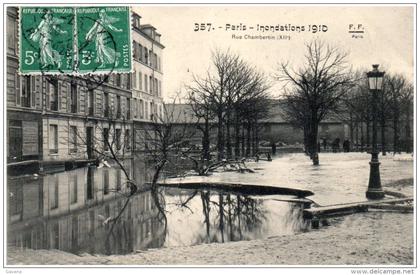 75 PARIS - Inondations 1910- Rue Chambertin   (Recto/Verso)
