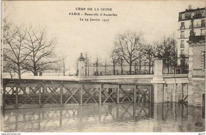 CPA PARIS Inondation, Flood Passerelle du Métro Austerlitz (37598)