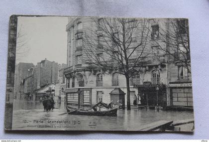 Paris 75, inondations 1910, Auteuil, rue Gros à la rue Lafontaine