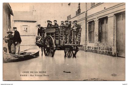 Paris - Crue de la Seine - Inondations de 1910 - Rue Félicien David