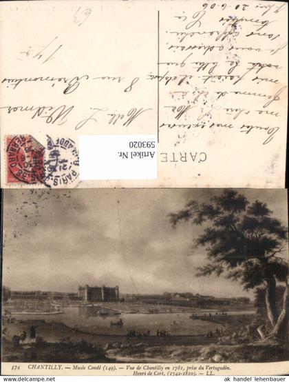 593020,Chantilly Vue de Chantilly prise du Vertugadin France