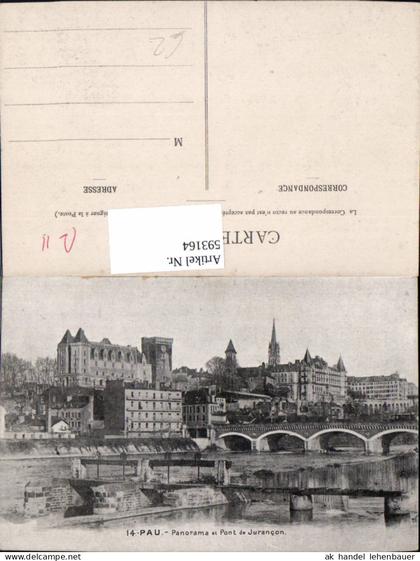 593164,Pau Panorama et Pont de Jurancon Brücke Le Chateau Schloss France