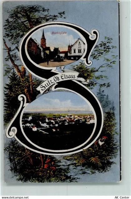68360 Soultz-Haut-Rhin Sulz (Oberelsass) - Marktplatz Buchstabenkarte - 13413764