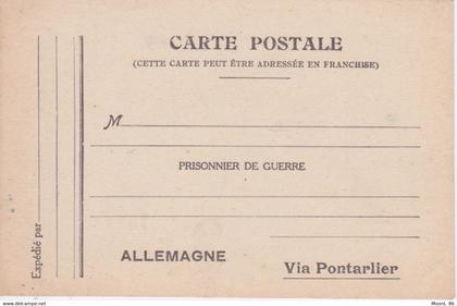 CORRESPONDANCE MILITAIRE - CARTE POSTALE A L'USAGE  PRISONNIER DE GUERRE - VIERGE - FELD POST ALLEMAGNE VIA PONTARLIER