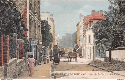 France 1917 Ermont-Eaubonne Rue de la Gare Carriages Street vintage postcard
