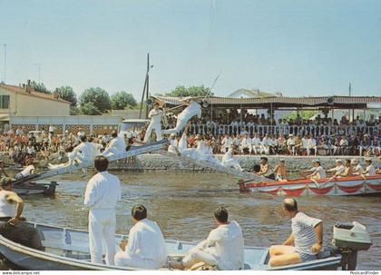 Frontignan France Canal Boat Stunt Men Display French Postcard