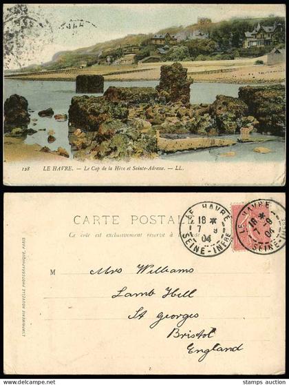 LE HAVRE Le Cap de la Heve et Sainte Adresse Normandy 1904 Old Postcard L.L. 128