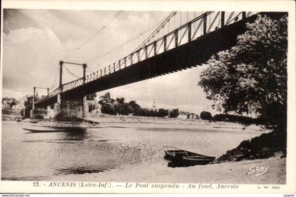 Ancenis CPA Le pont suspendu Au fond Ancenis