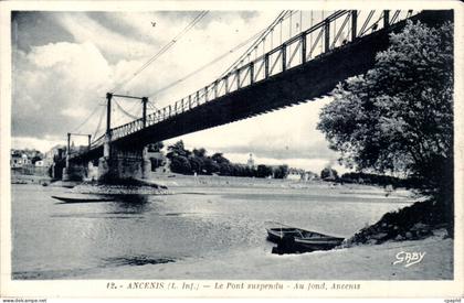 Ancenis CPA Le pont suspendu Au fond Ancenis