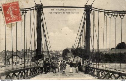 Ancenis - Vue Perspective du Pont Suspendu - CPA
