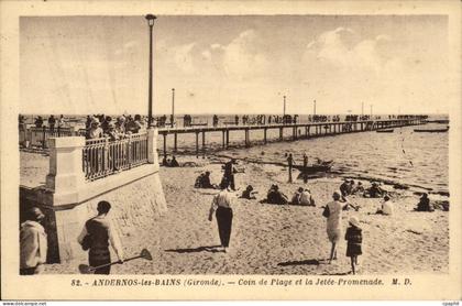 Andernos les Bains CPA Coin de la plage et la jetee promenade