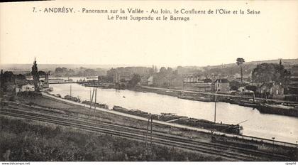 CPA Andresy Panorama Sur La Valee Au Loin Le Confluent pont suspendu barrage