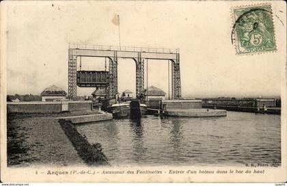 Arques - L'Ascenseur des Fontinettes - Entree d'un bateau - CPA