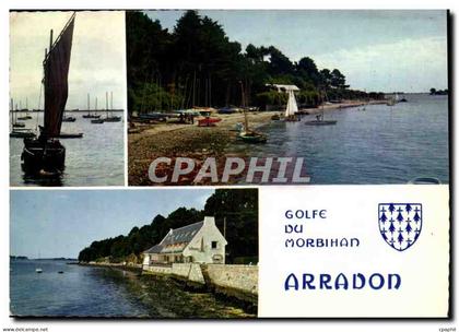 CPM La Bretagne en Couleurs Arradon Morbihan la plage et le centre nautique un sinago et le restaura