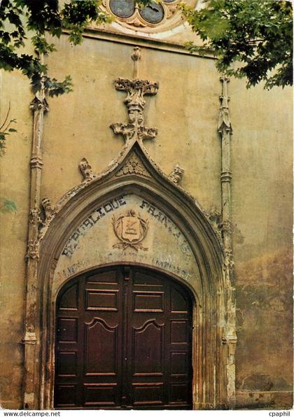 CPM Aups Var le Portail de l'eglise eglise gothique du type meridional XV siecle