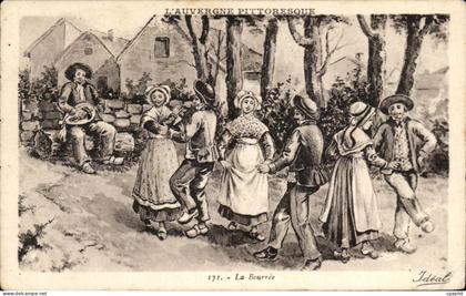 CPA L Auvergne Pittoresque La Bourree Folklore Costume