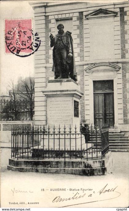 CPA Auxerre Statue Fourier