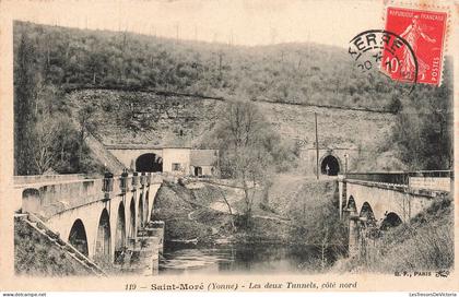 [-5%] FRANCE - Saint Moré (Yonne) - vue sur les deux Tunnels - Côté Nord - ponts - barrages - Carte Postale Ancienne