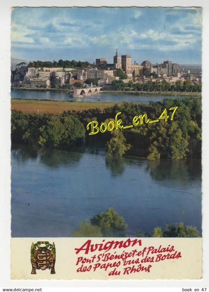 {93005} 84 Vaucluse Avignon , Le Pont Saint Bénézet et le Palais des Papes vus de Villeneuve lès Avignon