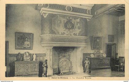 CPA Azay le Rideau La Chambre Royale Cheminee