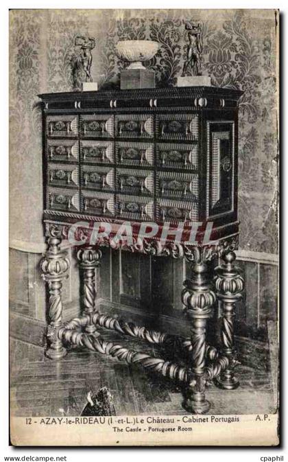 CPA Azay Le Rideau Le Chateau Cabinet Portugais
