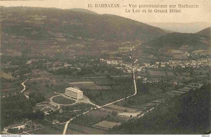 Carte Postale Ancienne - 31 - Barbazan - Vue panoramique sur Barbazan - Le Lac et le Grand Hôtel - Vue aérienne - CPA -