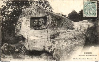 CPA Barbizon Medaillon Roussean Millet