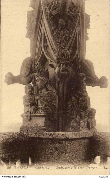 Bayeux - La Cathedrale - Sculptures - CPA