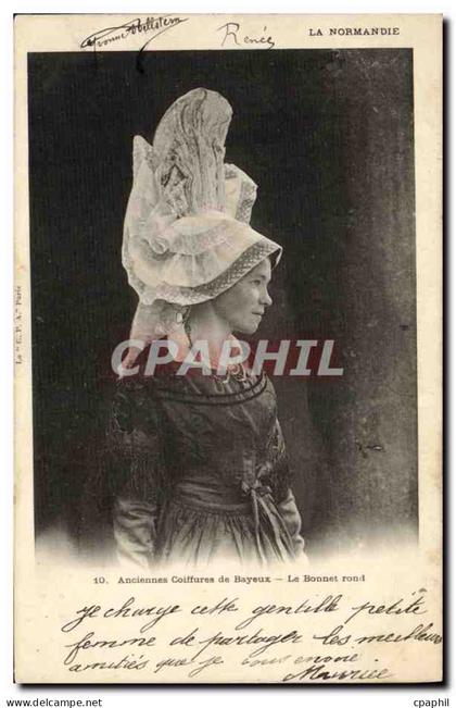 CPA Bayeux anciennes Coiffures de Bayeux Le bonnet rond Folklore Costume Coiffe