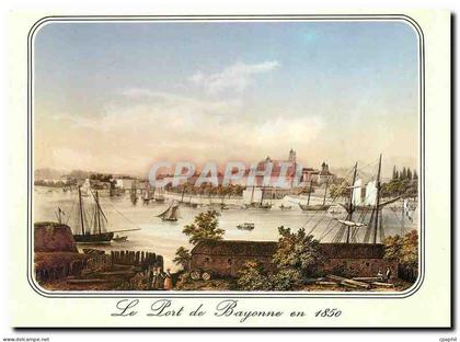 CPM Bayonne Vieille gravure de 1850 Le Port de Bayonne avec la Cathedrale