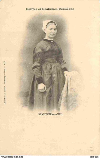 Carte Postale Ancienne - 85 - Beauvoir sur Mer - Coiffes et Costumes Vendéens - Précurseur - Animée - Femme - Folklore -