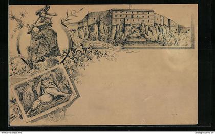CPA Illustrateur Belfort, Chateau de Belfort, Quand-Même, Aux Defenseurs de Belfort 1870-71