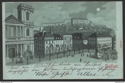 DB 99 - 4/9/1898 - Illustrated Postcard “Au claire de lune” from Belfort.