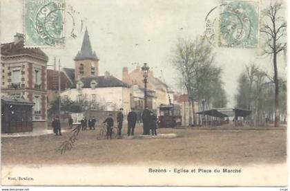 CPA Bezons Eglise et Place du Marché