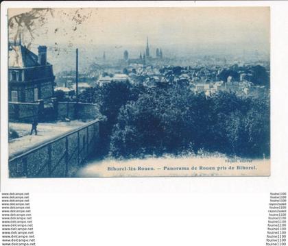 carte de BIHOREL LES ROUEN panorama de rouen pris de bihorel  ( recto verso )