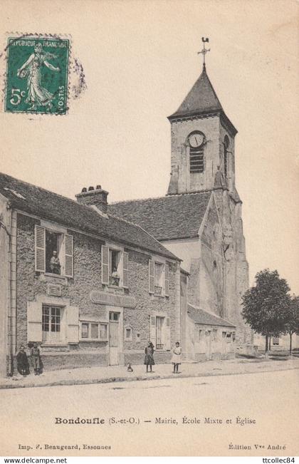 CPA-91-BONDOUFLE-Mairie, école mixte et église