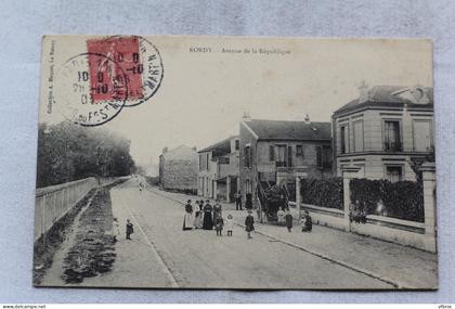 Cpa 1906, Bondy, avenue de la République, Seine saint Denis 93